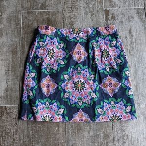 J. CREW Multicolor Mosaic Print 100% Cotton Skirt